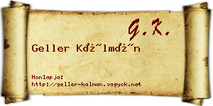 Geller Kálmán névjegykártya