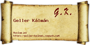 Geller Kálmán névjegykártya